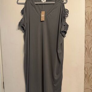 Gray V-Neck Dress